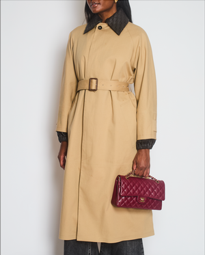 Bottega Veneta Beige Belted Leather-Trimmed Cotton-Garbardine Trench Coat Size IT 36 (UK 4)