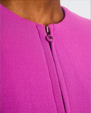 Chanel 97A Purple Wool Skirt and Zip Jacket Set with Pocket Detail Set FR 34 (UK 6)