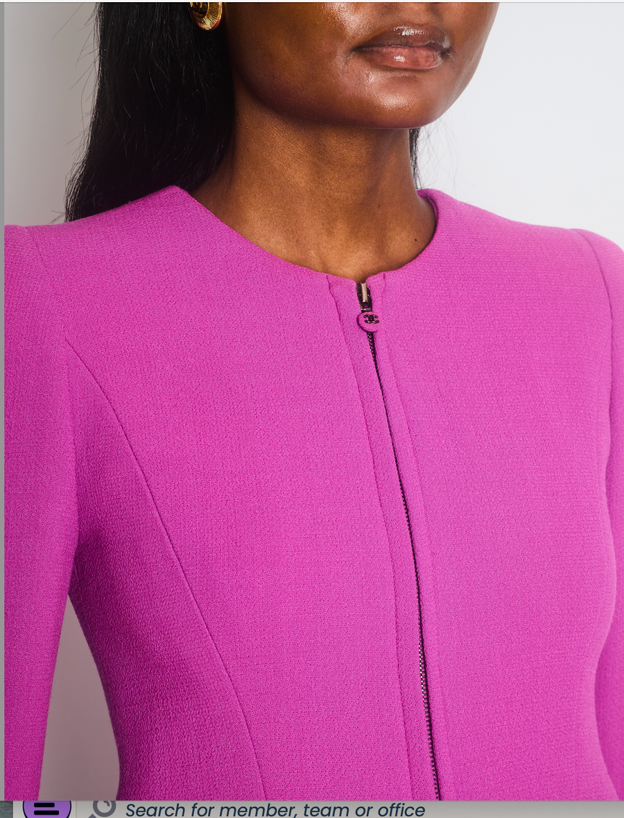 Chanel 97A Purple Wool Skirt and Zip Jacket Set with Pocket Detail Set FR 34 (UK 6)