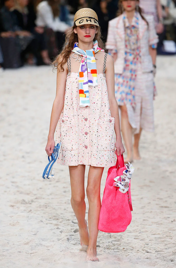 Chanel Spring 2019 White and Multi-Colour Ribbed Cardigan with Silver and White CC Logo Buttons Size FR 38 (UK 10)