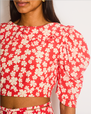 Miu Miu Red and White Floral Logo Maxi Skirt and Top Set with Small Logo Details Size IT 38 (UK 6)