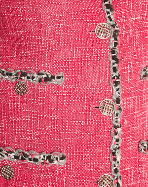 Chanel Pink and Grey Braided Trim Tweed Jacket with CC Logo Button Detailing Size FR 36 (UK 8)