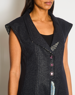 Chanel Navy Sleeveless Gilet Dress with Pocket, Tweed and CC Hexagon Buttons Size FR 38 (UK 10)