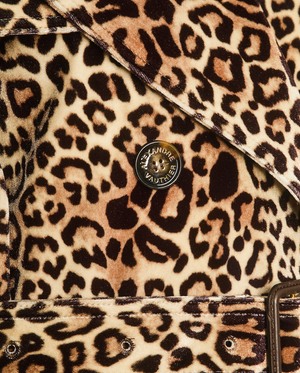 Alexandre Vauthier Brown Leopard Velvet Trench Coat with Button Detailing Size FR 36 (UK 8)