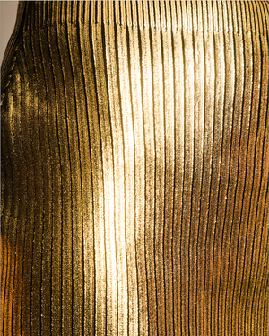 Saint Laurent Gold Metallic Ribbed Mini Skirt Size FR 36 (UK 8)