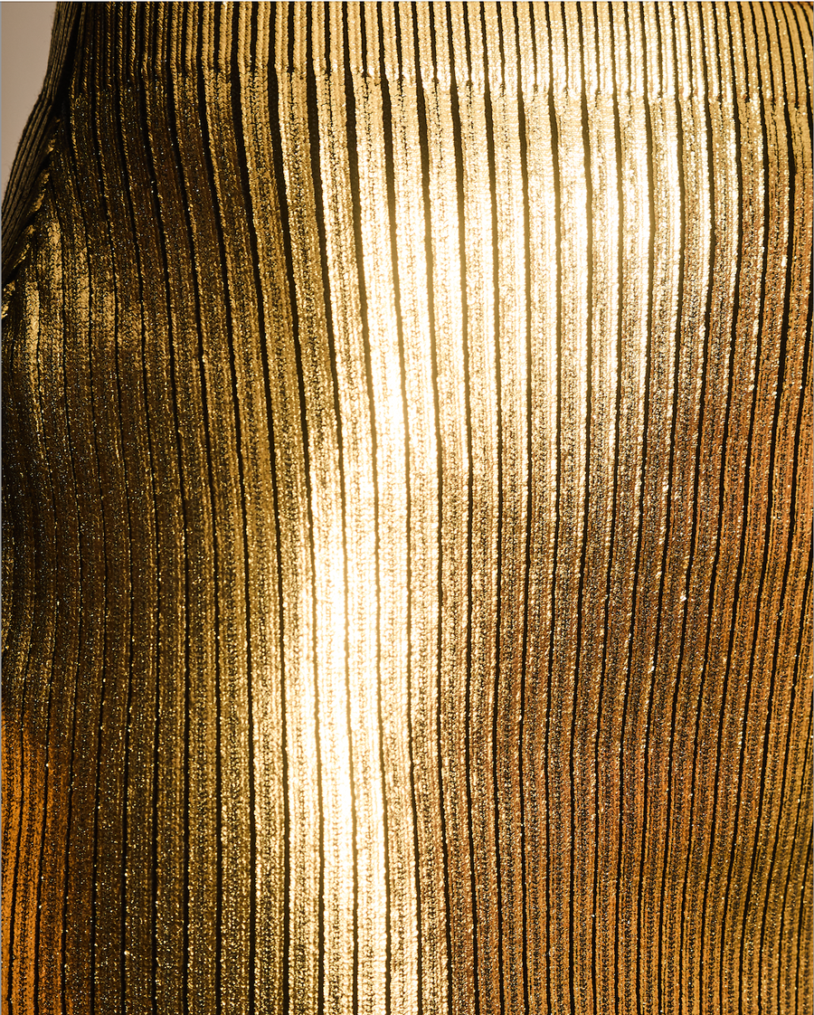 Saint Laurent Gold Metallic Ribbed Mini Skirt Size FR 36 (UK 8)