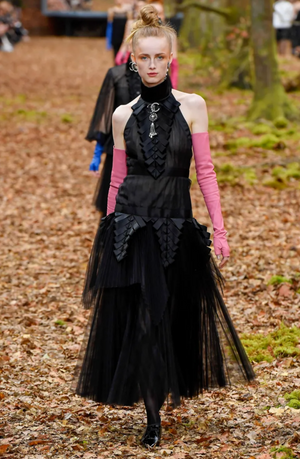 Chanel 18K Pink Lambskin Leather Long Mitten Gloves with Gold CC Logo Details Size 6 1/2