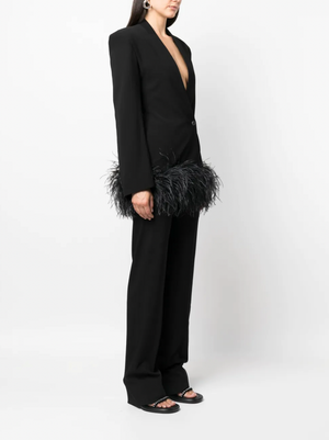 16Arlington Black Elinor Feather-Trim Blazer Jacket Size UK 4 RRP £1,280