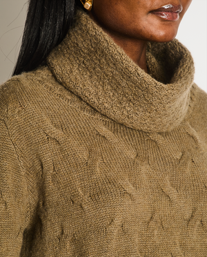 Loro Piana Brown Cashmere Knitted High-Neck Jumper Dress Size IT 42 (UK 10)