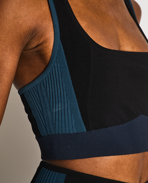 Hermès Black Top and Shorts Sports Set with Blue Ribbed Bands Detail Size S (UK 8) RRP £865