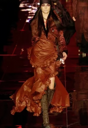 *VERY RARE* Christian Dior by John Galliano Fall 2006 Ivory Ruffle Runway Maxi Dress Size FR 38 (UK 10)