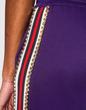 Gucci Purple Crystal Joggers with Red White and Navy Stripe Side Detail Size M (UK 10)