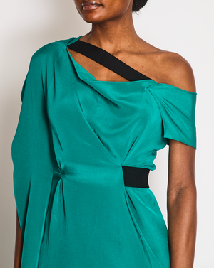 Roland Mouret Green One-Shoulder Maxi Dress with Band Detail Size FR 36 (UK 8)