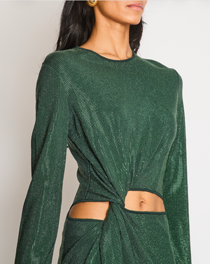 Bottega Veneta Green Maxi Rhinestone Embellished Dress Size S (UK 8-10) RRP £4,400