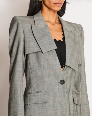 Alexander McQueen Deconstructed Single Breasted Grey Wool Blazer Size IT 42 (UK 10)