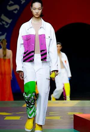 Christian Dior SS22 White Cargo Pants with Green, Orange and Cheetah Print Details Size FR 34 (UK 6)