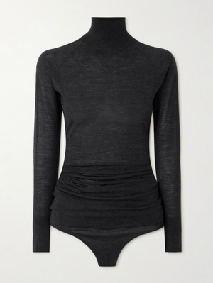 Alaïa Grey Long Sleeve Highneck Bodysuit Size FR 38 (UK 10)