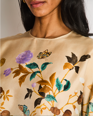 Gucci Beige GG Silk Floral Printed Cropped Top Size IT 42 (UK 10)
