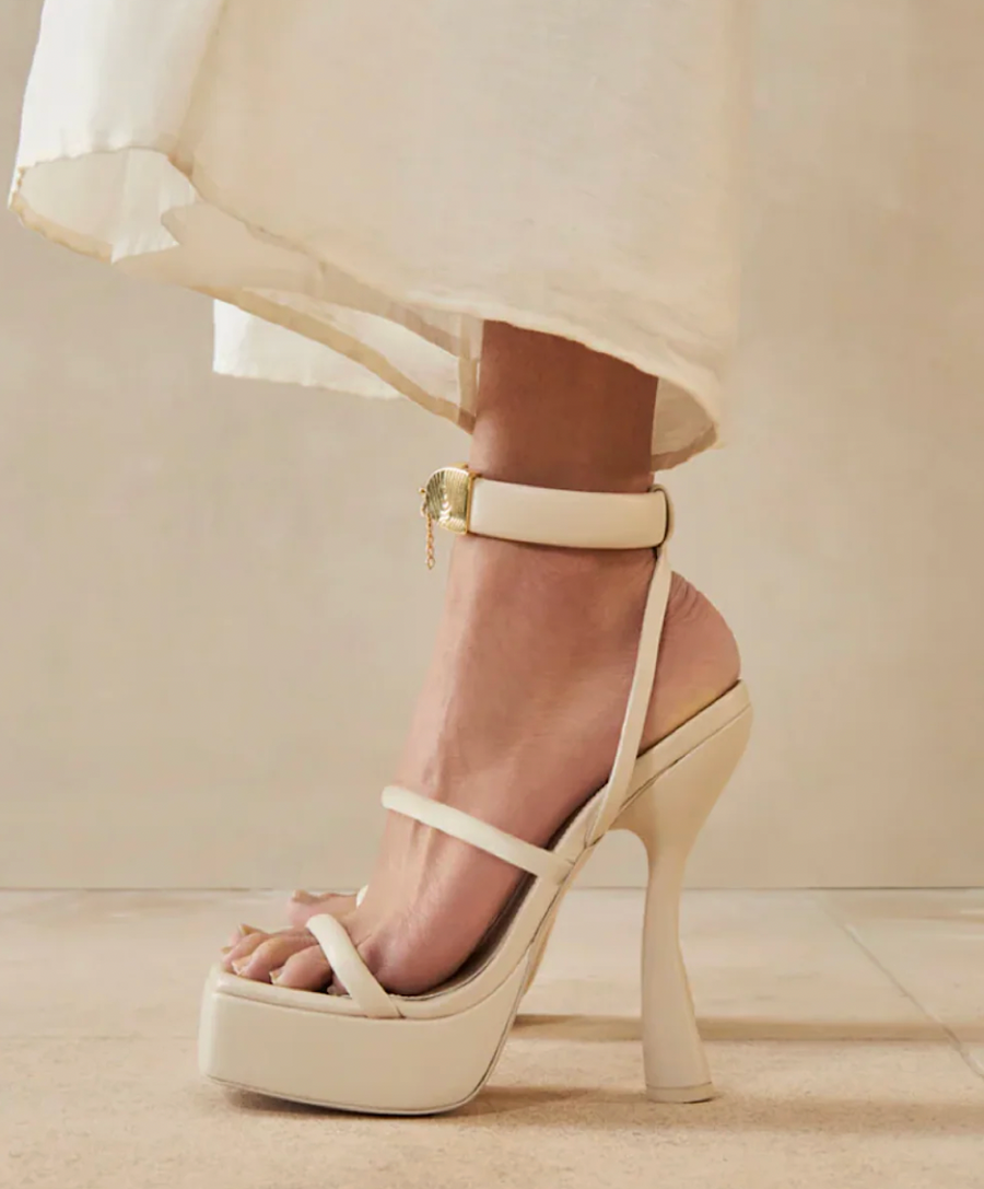 Cult Gaia Cream Elodie Platform Sandals with Gold Detailing Size EU 39 RRP £590