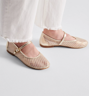 Christian Dior Kids Gold Tulle Ballet Flat Shoes Size 34 RRP £430