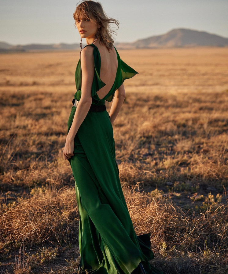 Ralph Lauren Purple Label Fall 2023 Green Silk Johnathon Gown Size US 10 (UK 14) RRP £4,100