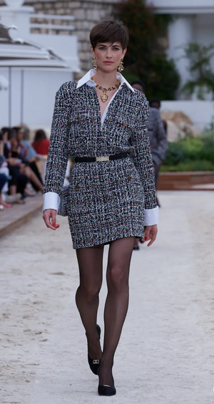 Chanel 23/C Black Tweed Zip Midi Dress with Detachable Collar and Cuff Detail Size FR 38 (UK 10)