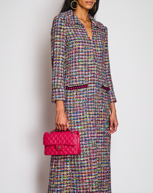 Chanel SS24 Purple Long Sleeve Sequin Tweed V-Neck Maxi Dress Size FR 36 (UK 8)\
