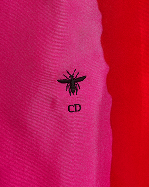 Christian Dior Pink and Orange Silk Sleeveless Button Down Shirt Top with Black Logo and Bee Embroidery Detail Size FR 36 (UK 8)