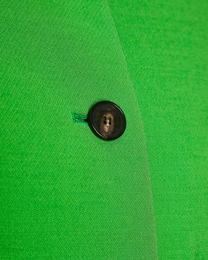Christian Dior Green Wool Jacket and Mini Skirt Set with Brown Buttons and Front Pockets Size FR 38 (UK 10)