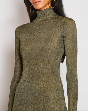Isabel Marant Gold-Green Sheer High Neck Maxi Dress Size FR 36 (UK 8)