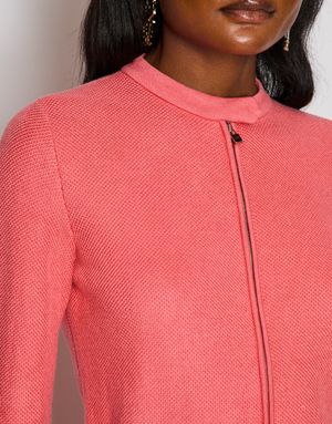 Loro Piana Coral Collarless Waffle Long Sleeve Jacket with Matching Trouser Set Size IT 40 (UK 8)
