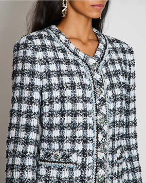 Chanel 23/P Black Collarless Tweed Jacket with Braided Trim Detail Size FR 44 (UK 16)
