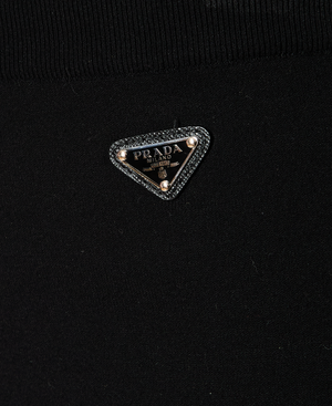 Prada Black Knitted Leggings with Logo Plaque Detail Size IT 44 (UK 12)
