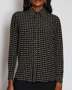 Saint Laurent Black Button Down Star Print Shirt Size FR 38 (UK 10)