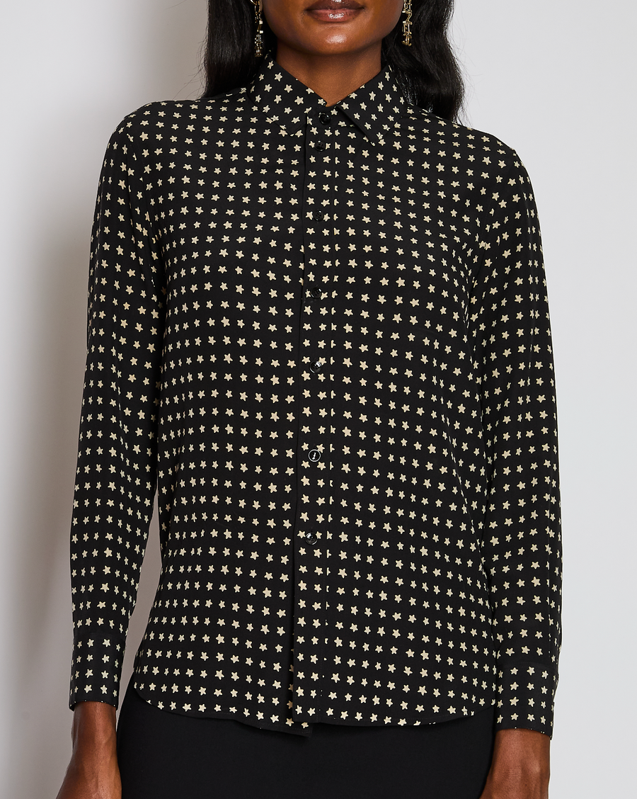 Saint Laurent Black Button Down Star Print Shirt Size FR 38 (UK 10)