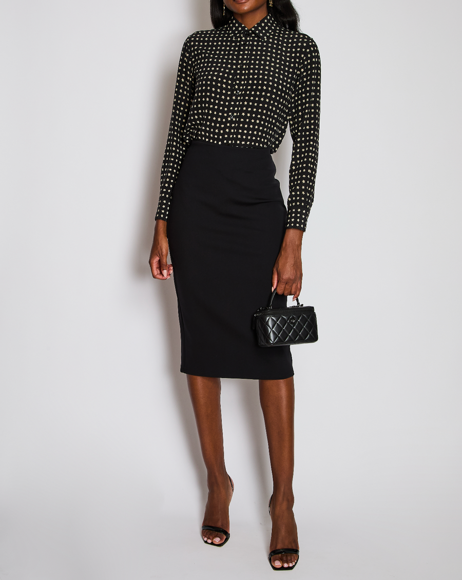 Saint Laurent Black Button Down Star Print Shirt Size FR 38 (UK 10)