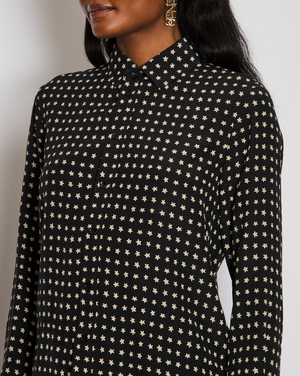 Saint Laurent Black Button Down Star Print Shirt Size FR 38 (UK 10)