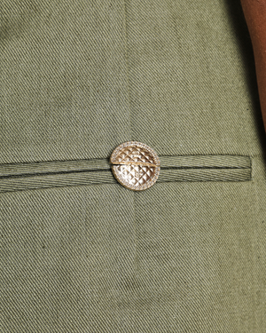 Chanel Khaki High-Waist Pleated Shorts with Logo Button Detail Size FR 38 (UK 10)