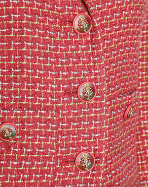Chanel 17/P Coral Tweed Single Breasted Button Down Jacket Size FR 34 (UK 6)