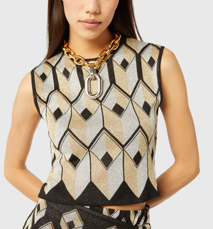 Paco Rabanne Two-Tone Rabanne XL Link Necklace with Silver Chain Pendant RRP £690