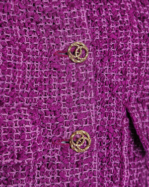 Chanel 21/C Purple Tweed Jacket with Matching Skirt Set Size FR 38 (UK 10)