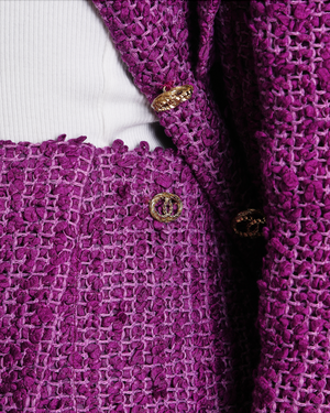 Chanel 21/C Purple Tweed Jacket with Matching Skirt Set Size FR 38 (UK 10)