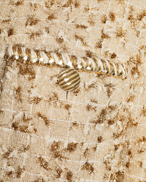 Chanel Beige Short-sleeve Jacket with Gold and Braided Trim Detail Size FR 44 (UK 16)