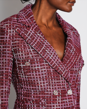 Chanel 23/C Pink and Burgundy Double Breasted Tweed Jacket Size FR 38 (UK 10)