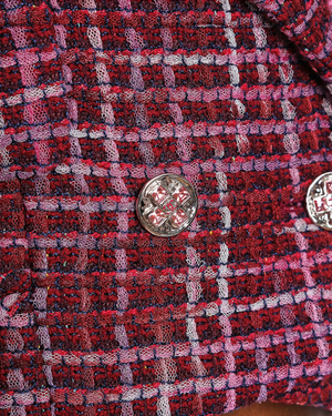 Chanel 23/C Pink and Burgundy Double Breasted Tweed Jacket Size FR 38 (UK 10)