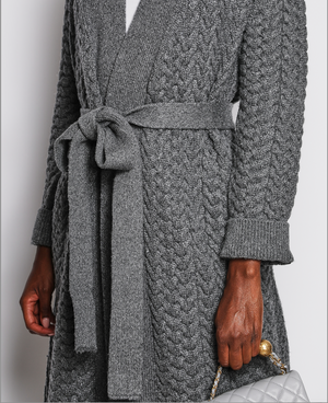 Loro Piana Grey Cashmere Knitted Long Cardigan with Belt Size IT 44 (UK 12) RRP £3,000