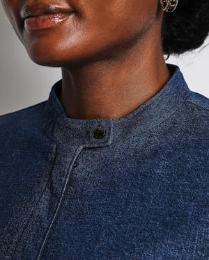 Loro Piana Blue Stand-Collar Denim Jacket Size IT 42 (UK 10)