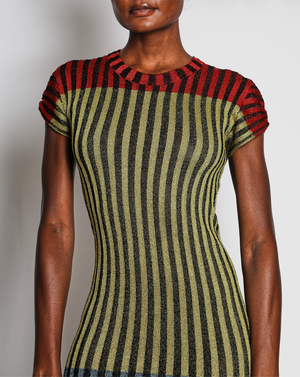 Missoni Multicolour Short Sleeve Ribbed Metallic Knit Dress Size IT 42 (UK 12)