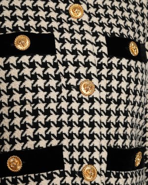 Gucci Houndstooth Black and White Jacket with Gold Detailing on Button Size IT 42 (UK 10)