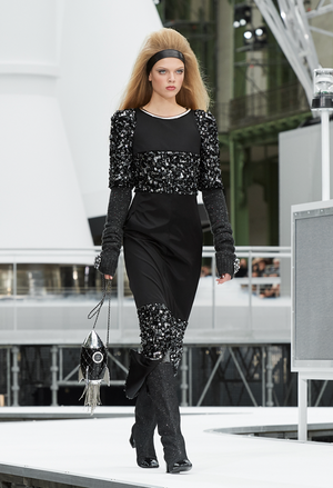 *COLLECTOR'S PIECE* Chanel FW17 Runway Black Plexiglass Rocket Ship Bag with Silver Hardware and Crystal Details